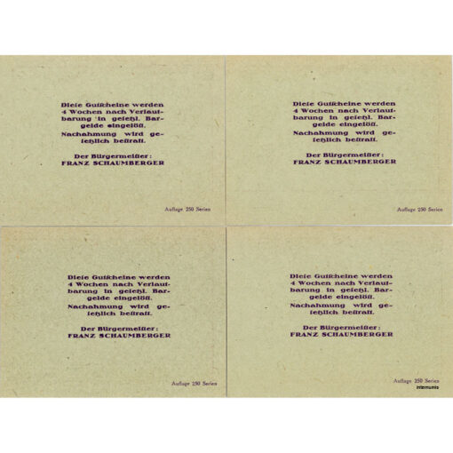 Hacklbrunn(OÖ) - 30,50,75,90 Heller o.D., Kartonpapier, Druck Rückseite rot u. schwarz, (KKN.S323)II)f) Erh. I-