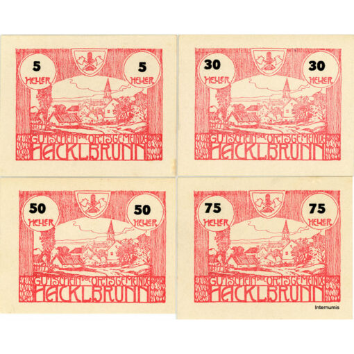 Hacklbrunn(OÖ) - 5,30,50,75 Heller o.D.(bis 31.12.1920), P.weiß, Bs. Dr.rot, Aufl. 120 Stück, (KKN.S323)I)e) Erh. I – Bild 2