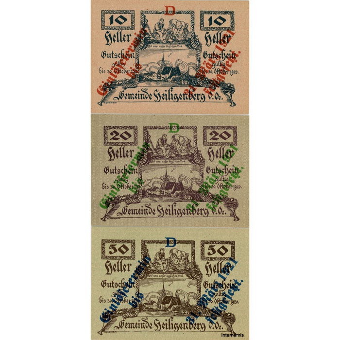 Heiligenberg(OÖ) - 10,20,50 Heller o.D., mit Überdruck Einlösetermin und Bst.D, (KKN.S361)III)D) Erh. I – Bild 2