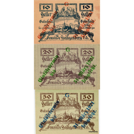 Heiligenberg(OÖ) - 10,20,50 Heller o.D., mit Überdruck Einlösetermin und Bst.G, (KKN.S361)III)G) Erh. I – Bild 2