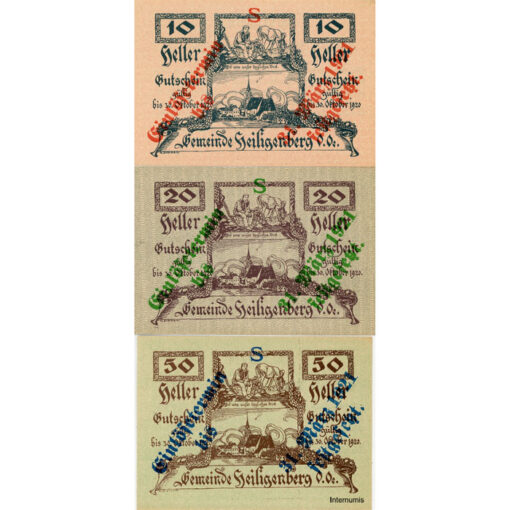 Heiligenberg(OÖ) - 10,20,50 Heller o.D., mit Überdruck Einlösetermin und Bst.S, (KKN.S361)III)S) Erh. I – Bild 2