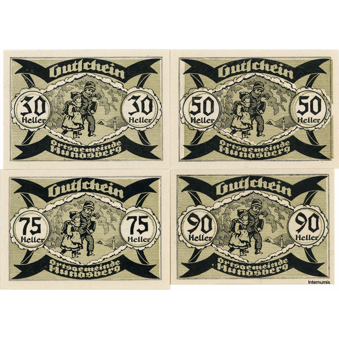 Hundsberg(OÖ) - 30,50,75,90 Heller o.D., Papier weiß, 2. Auflage - I. Ausgabe, (KKN.S402)II)a) Erh. I – Bild 2