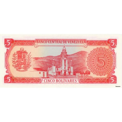 Venezuela - 5 Bolivares 1989, (P.70b) Erh. UNC – Bild 2