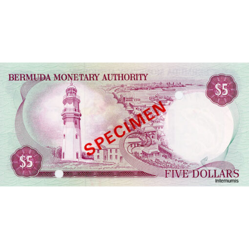 Bermuda - 5 Dollars 1.4.1978, Specimen (P.29s) Erh. UNC – Bild 2