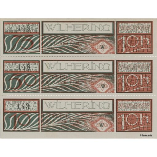 Wilhering(OÖ) -10,50,75 Heller o.D. (-1921), Kartonpapier grauweiss  in perf. Kuponform, Bst. W, KN. schwarz, Gmstpl., Aufl. 471, (KKN.S1236)II)aW) Erh. I/I-