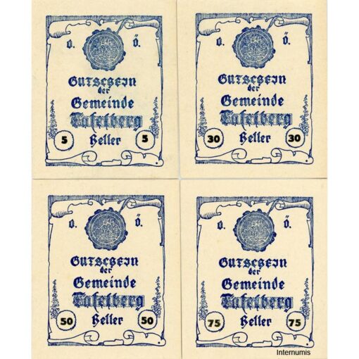 Tafelberg (OÖ) - 5,30,50,75 Heller o.D., - 31.12.1920, Aufl.60 Stück, (KKN.S1054)I)f) Erh. I/I- – Bild 2