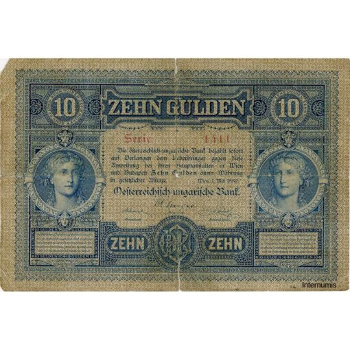 Österreichisch-ungarische Bank - 10 Gulden 1880, (KK.104 / ANK.143/P.1) Erh. siehe Bild