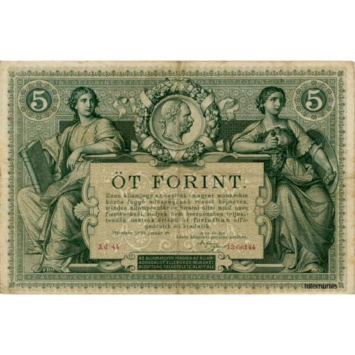 K.K.Staats-Central-Casse - 5 Gulden 1.1.1881, Banknote rechts beschrieben, (KK.107 / ANK.146/P.A154) Erh. IV – Bild 2