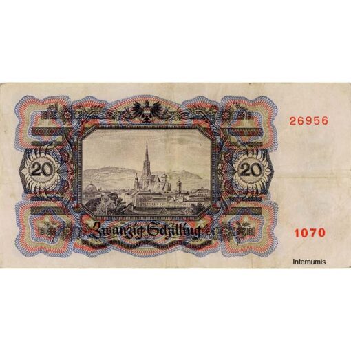 Österr.Nationalbank - 20 Schilling 1946, Vs.Frauenkopf, Rs.Stephansdom (Wien), (KK.231/ANK 261/P.123) Erh. III/IV – Bild 2