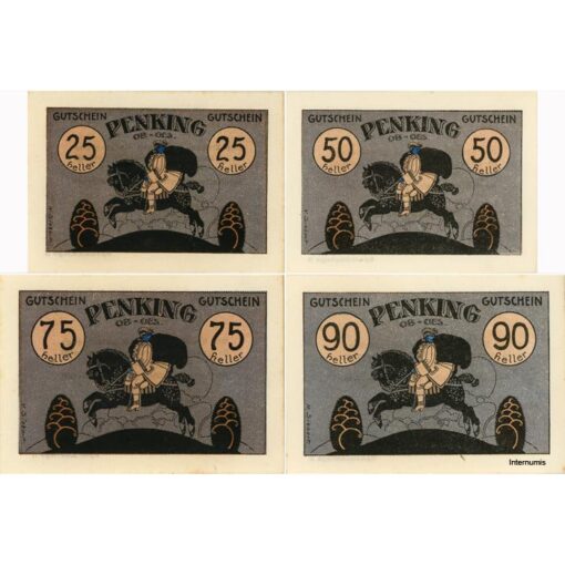 Penking(OÖ) - 25,50,75,90 Heller o.D., Spezialauflage II mit KN., leicht fleckig, (KKN.S726)I)evar.) Erh. I- – Bild 2