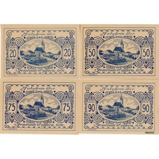 Wolfern(OÖ) - 20,50,75,90 Heller o.D.(-1920), 3.Auflage, P.weiß, Dr.blau, (KKN.S1248)IV)a) Erh. I – Bild 2