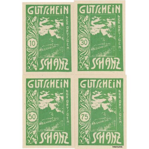 Schanz(NÖ) - 10,30,50,75 Heller o.D., Druck Landschaft grün, (KKN.S953)IV)c) Erh. I- – Bild 2