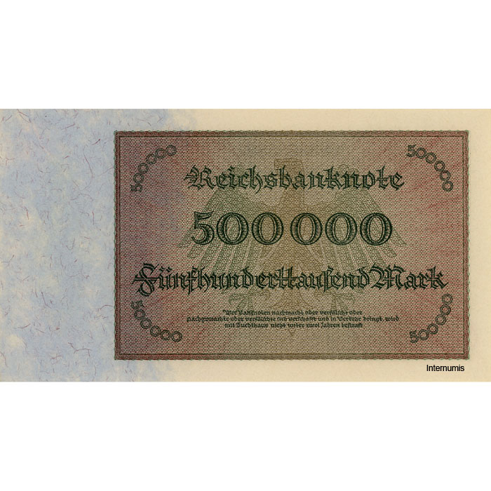 Weimarer Republik - 500.000 Mark 1.5.1923, KN.7 stellig, Serie J, Reichsdruck, (#Deu-99c/Rosb.87c/P.88) Erh. UNC/AU – Bild 2