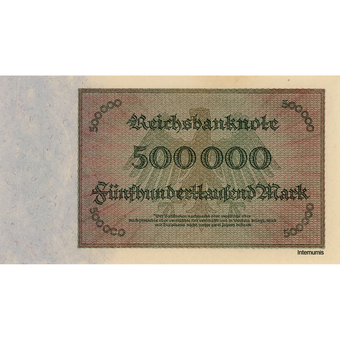 Weimarer Republik - 500.000 Mark 1.5.1923, KN.7 stellig, Serie G, Reichsdruck, (#Deu-99c/Rosb.87c/P.88) Erh. UNC/AU – Bild 2