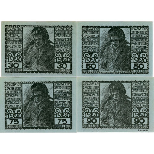 Plochwald(OÖ) - 30,50,75,90 Heller o.D., P.blau, Aufl. 10 Serien, (KKN.754)II)a) Erh. I/I- – Bild 2