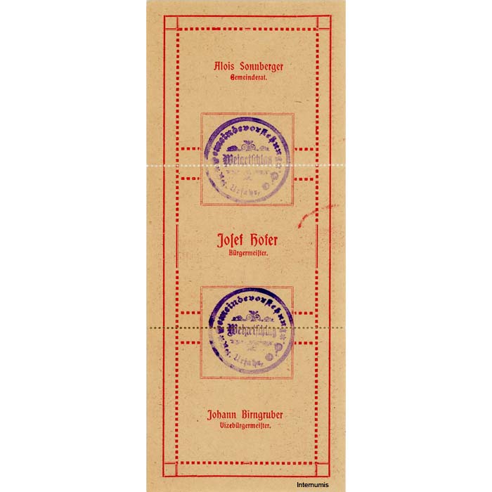 Weigeltschlag(OÖ) - 30,60,90 Heller o.D.(1920), in perf.Streifen, Rs.Glanzpapier gelb, 2 Auflage, 3000 Stück, (KKN.S1147)II)b) Erh. I