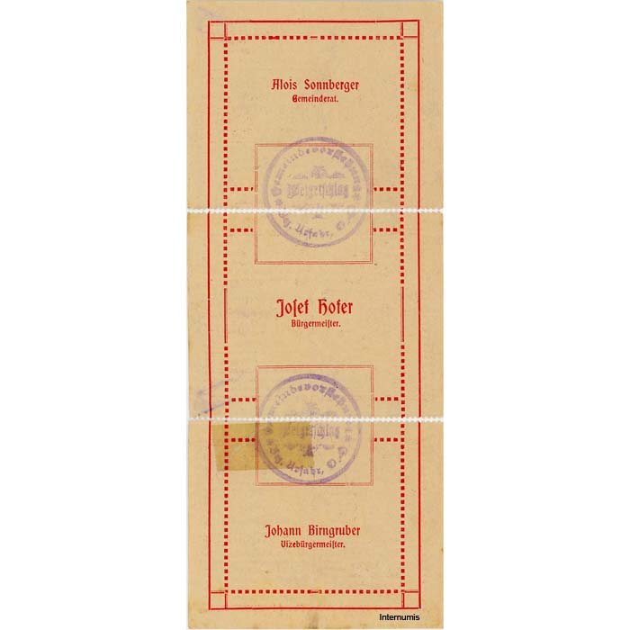 Weigeltschlag(OÖ) - 30,60,90 Heller o.D.(1920), lose, Rs.Glanzpapier weiß, 2 Auflage, 3000 Stück, (KKN.S1147)II)c) Erh. II