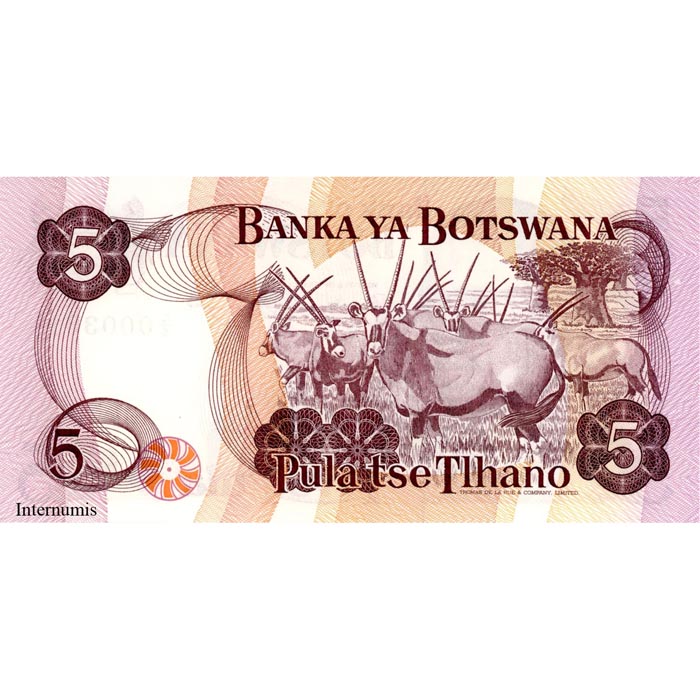 Botswana - 5 Pula ND.(1982), (P.8a) Erh. UNC – Bild 2