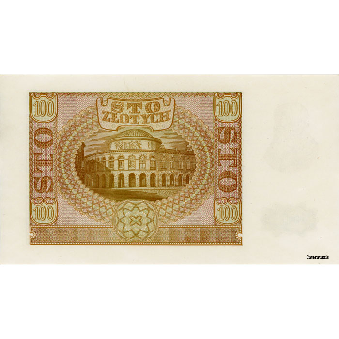 Generalgouvernement Polen - 100 Zlotych 1.3.1940, Serie E, (P.97/Rosb.577/#ZWK-32) Erh. UNC/AU – Bild 2