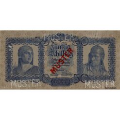 Österr.Nationalbank - 50 Schilling 1929, Musterschein, grössere Heftlöcher, (KK.187)s) Erh. II+