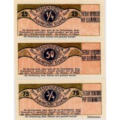 Aigen/OÖ - 25,50,75 Heller o.D(-1921), in Kuponform, P.weiß, Dr.gold mit Serien u.KN., (KKN.S12)VI)k) Erh. I