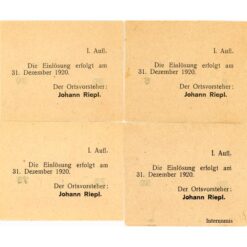 Königsau(OÖ) - 5,30,50,75 Heller o.D.(-31.12.1920), Druck rot, I. Auflage, (KKN.S463)I)c)) Erh. I-