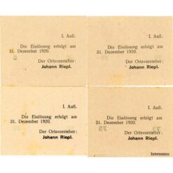 Königsau(OÖ) - 5,30,50,75 Heller o.D.(-31.12.1920), Druck rot, I. Auflage, Stockflecken, (KKN.S463)I)c)) Erh. I-