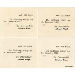 Königsau(OÖ) - 5,30,50,75 Heller o.D.(-31.12.1920), Druck rot, Aufl.120 Stück, (KKN.S463)I)e)) Erh. I-