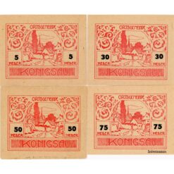 Alternative view of Königsau(OÖ) - 5,30,50,75 Heller o.D.(-31.12.1920), Druck rot, I. Auflage, (KKN.S463)I)c)) Erh. I-