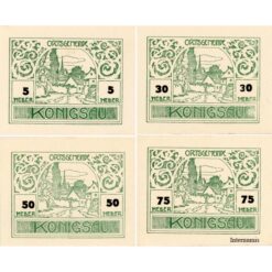 Alternative view of Königsau(OÖ) - 5,30,50,75 Heller o.D.(-31.12.1920), Druck grün, Aufl.120 Stück, (KKN.S463)I)d)) Erh. I-
