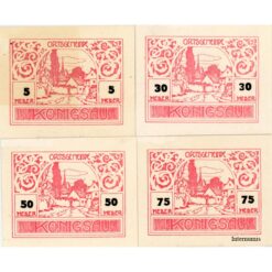 Alternative view of Königsau(OÖ) - 5,30,50,75 Heller o.D.(-31.12.1920), Druck rot, Aufl.120 Stück, (KKN.S463)I)e)) Erh. I-