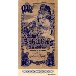 Österr.Nationalbank - 10 Schilling 1945 , 2. Ausgabe , Serie fett , (KK. 225a / P.115 / ANK 255a) Erh. I-