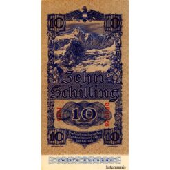 Alternative view of Österr.Nationalbank - 10 Schilling 1945 , 2. Ausgabe , Serie fett , (KK. 225a / P.115 / ANK 255a) Erh. I-