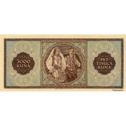 Alternative view of Kroatien - 5000 Kuna 1.9.1943, (P.13) Erh. AU