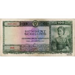 Österr.Nationalbank - 100 Schilling 1947, Vs. Frau in Tracht, Rs.Gosausee vor Dachstein, (KK.232/ANK 262) Erh. IV