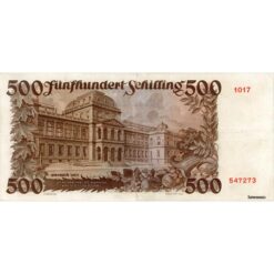 Alternative view of Österr.Nationalbank - 500 Schilling 1953, Vs.Prof.Wagner-Jauregg, Rs.Universität Wien, (KK.240/ANK 270) Erh. IV