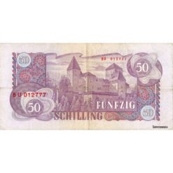 Alternative view of Österr.Nationalbank - 50 Schilling 1962, Vs.Richard Wettstein, Rs.Schloss Mauterndorf, (KK.247/ANK 277/P.137) Erh. IV+