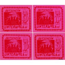 Alternative view of Unterwald(OÖ) - 10,30,50,75 Heller o.D., Papier rosa, Druck Bildseite rot, Zwergengruppe, (KKN.S1100)III)b) Erh. I