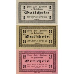 Pottenbrunn(NÖ) - 10,20,50 Heller o.D., Franz Leeb, Kaufmann, mit geraden Nullen inb der Wertzahl, (KKN.Prv.764)II)d) Erh. I