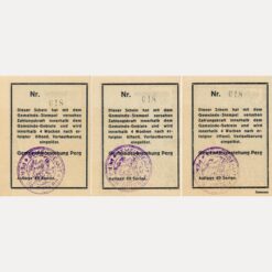 Perg(OÖ) - 10,20,50 Heller o.Datum, Bildseite Druck kupfer, KN., 60 Serien, (KKN.S730)II)l) Erh. I