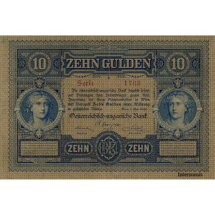 Österreichisch-ungarische Bank - 1.5.10 Gulden 1880, (KK.104 / ANK.143 /P.1) Erh. III