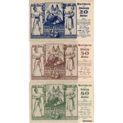 Melk(NÖ) - 20,50,80 Heller 1920, Turnrat Melk, Druck einseitig, (KKN.Prv.607) Erh. I