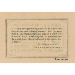 Altenfelden (OÖ) - 5 Heller o.D.,(1920),Glanzpapier rötlich, Druck schwarz, (KKN.S27)III)5h) Erh. I/I-