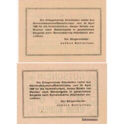 Altenfelden (OÖ) - 5,10 Heller 1920, Glanzpapier rosa, Druck schwarz, (KN.S27)III) Erh. I/I-
