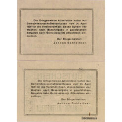 Altenfelden (OÖ) - 5,10 Heller 1920, Glanzpapier weinrot, Druck schwarz, (KN.S27)III) Erh. I/I-