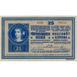 Ungarn - 25 Korona 27.10.1918(1919), Serien Nr.rechts 13 mm, nicht gefaltet, (P.13b) Erh. XF+