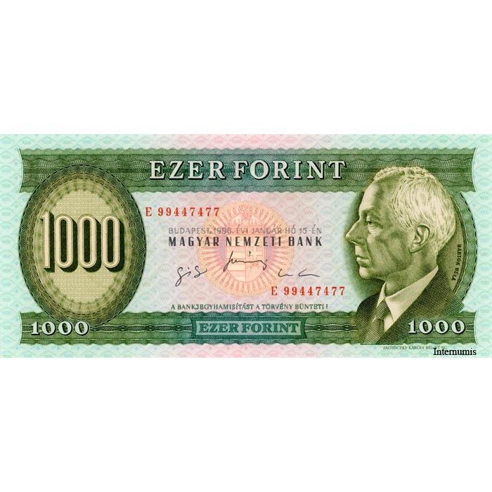 Ungarn - 1000 Forint 15.1.1996, Bst.E, (P.176c) Erh. UNC