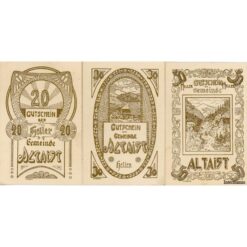 Alternative view of Altaist (OÖ) - 20,30,50 Heller o.D.(-1920), Kp. Weiß, Dr.bds.gold mit KN. u.Gmstpl., 250 Serien, (KKN.S23)IV)b) Erh. I/I-