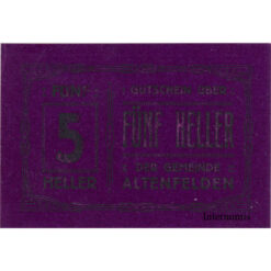 Alternative view of Altenfelden (OÖ) - 5 Heller o.D.,(1920),Glanzpapier lila, Druck schwarz, (KKN.S27)III)5h) Erh. I-
