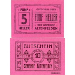 Alternative view of Altenfelden (OÖ) - 5,10 Heller 1920, Glanzpapier rosa, Druck schwarz, (KN.S27)III) Erh. I/I-
